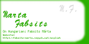 marta fabsits business card